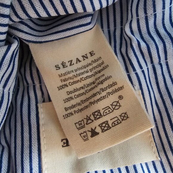 Sezane Set of 3 Pouches - Ecru w/ Blue Embroidery - NWT - Picture 4 of 14